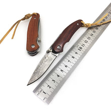 Load image into Gallery viewer, Handmade Folding Pocket Knife Damascus Red Wood Handle