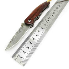 Load image into Gallery viewer, Handmade Folding Pocket Knife Damascus Red Wood Handle